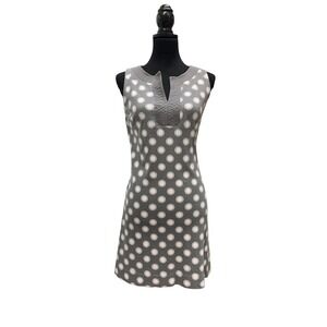 New York & Co Women's Grey & White Polka Dot Sleeveless Shift Dress Size Small